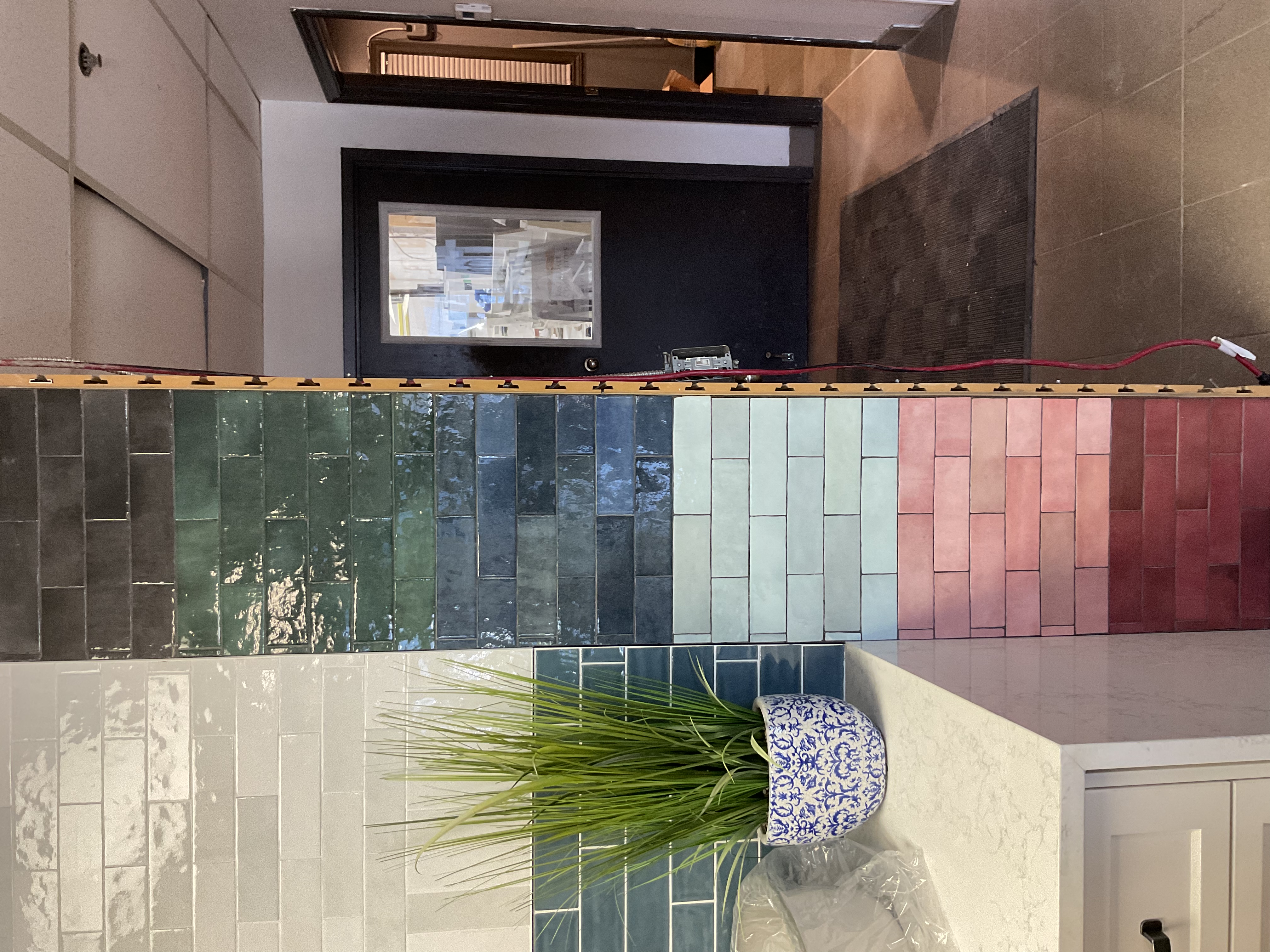 Backsplash tile display in our showroom